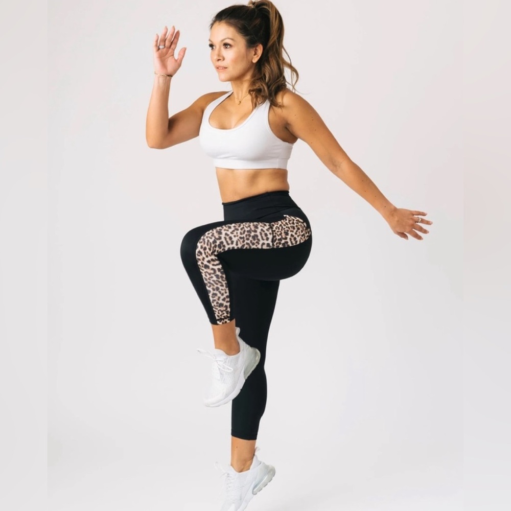 ZYIA Black and Leopard Print Leggings